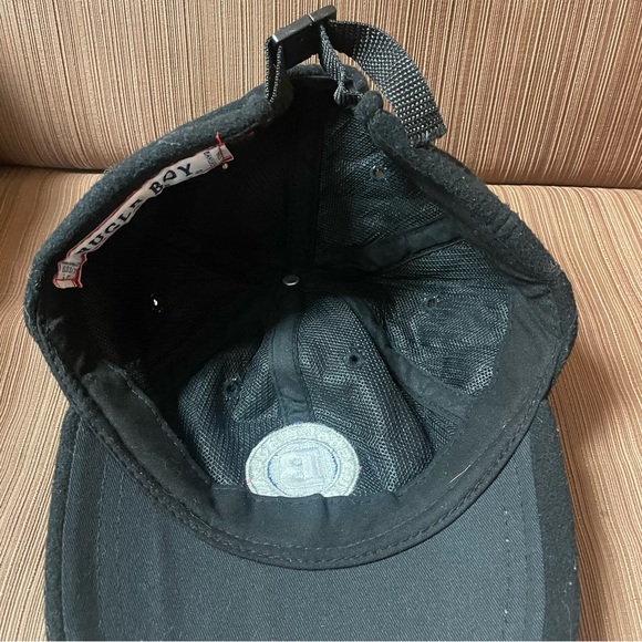 Vintage 90s Bugle Boy Buckle Snapback Hat Cap Grey B Embroidered Soft Black - Picture 5 of 6